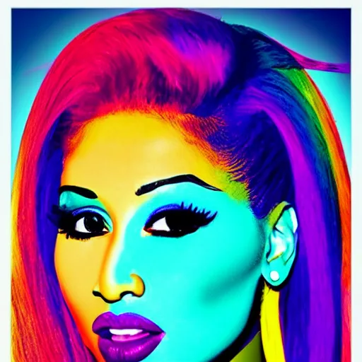 Image similar to rainbow nicki minaj. pop art