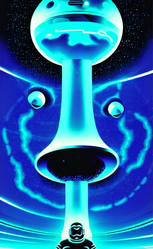 Image similar to trippy space alien mushrooms planet from the movie tron, wide angle shot, white background, vector art, illustration by frank frazetta