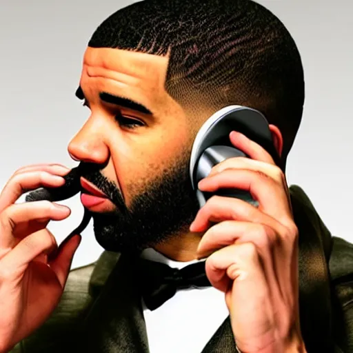 Image similar to drake holding a banana to his ear pretending he ’ s on a phone call