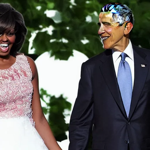 Prompt: Donald Trump and Obama get married