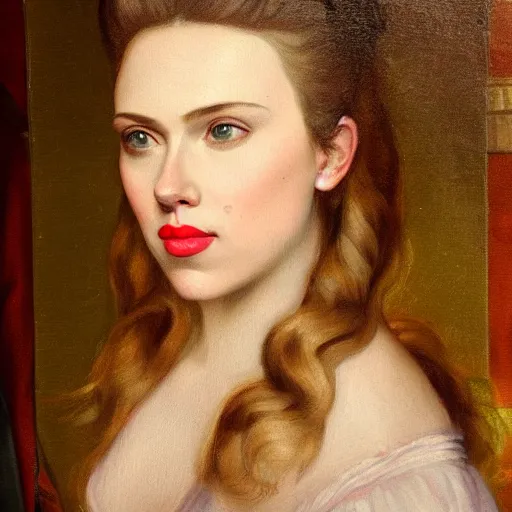 Image similar to portrait of scarlett johansson, 1 8 century painting