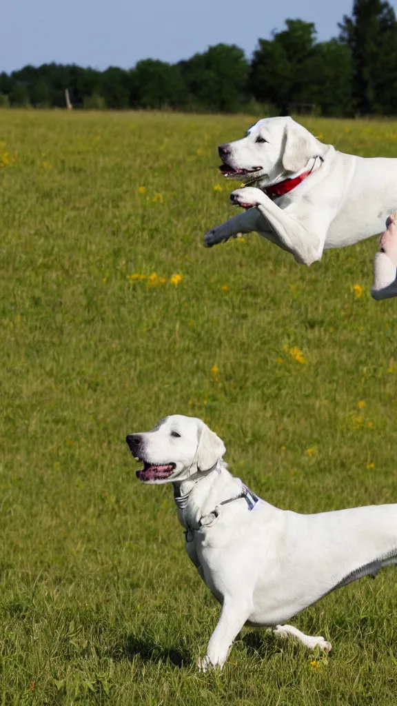 Image similar to A white and yellow dog was rolling in the field,Stick figure style.