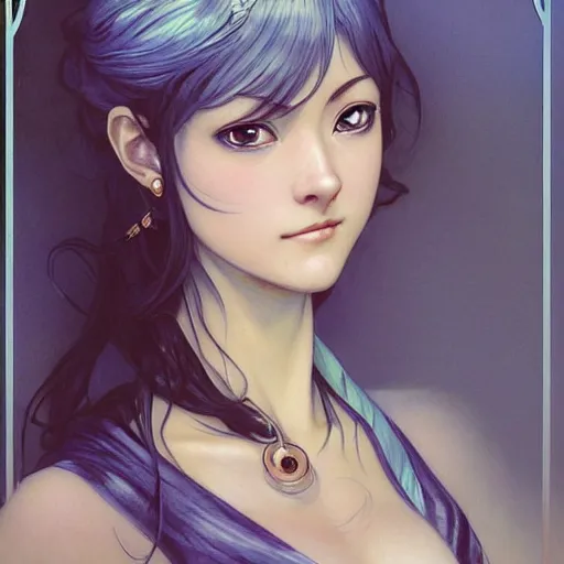 Image similar to intricately detailed vfx portrait of nami by eiichiro oda!, makoto shinkai, alphonse mucha, art by artgerm and greg rutkowski!, blue eyes!!, large aquiline nose!!, best of behance, concept art, matte, sharp focus, adolphe bouguereau, annie leibovitz, stanley kubrick,