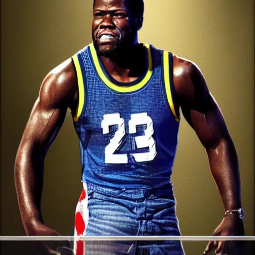 Prompt: super tall kevin hart, ultra realistic, hyper detailed, digital painting,