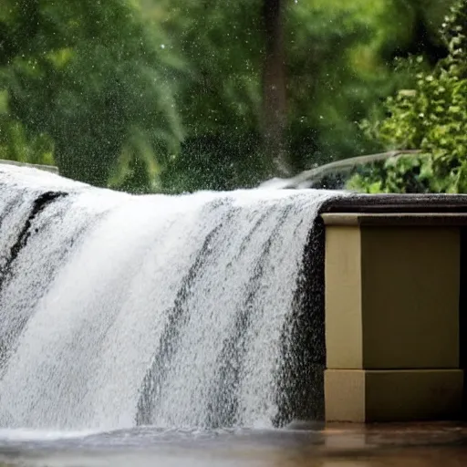 Image similar to a large solid stream of water falling over a woman