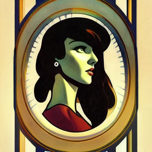 Image similar to a streamline moderne painting in the style of mort kunstler, and in the style of charlie bowater, and in the style of alphonse mucha. symmetry, smooth, sharp focus, semi - realism, intricate detail.