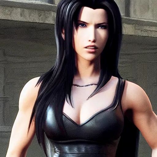 Prompt: Jacqueline MacInnes Wood as Tifa Lockhart in Final Fantasy VII Remake