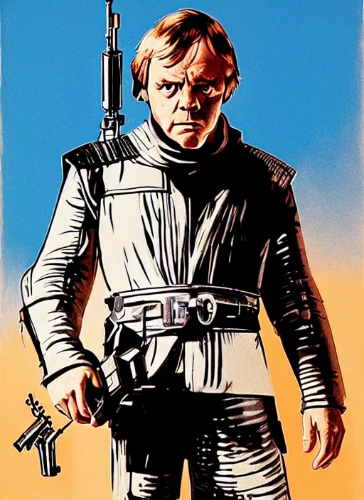 Image similar to Anthony Hopkins as Luke Skywalker illustration by Syd Mead