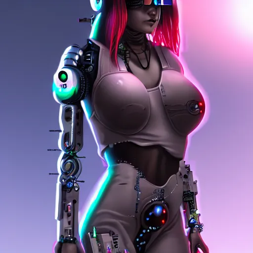 Prompt: cyberpunk cyborg girl, detailed, full shot, trending on artstation