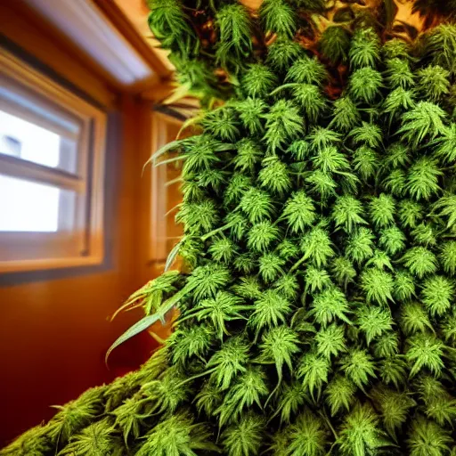 Image similar to a forest of cannabis is inside the living room