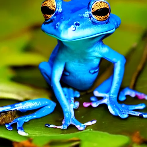 Prompt: a blue frog