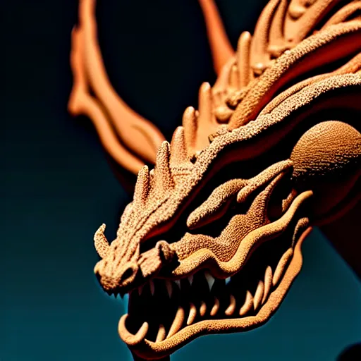 Prompt: a dragon made out of clay, hyperrealistic, national geographic photo