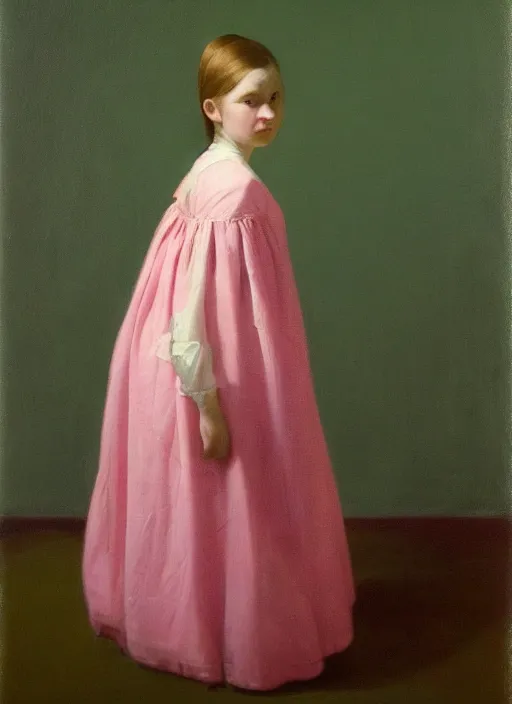 Prompt: a young girl in the 1 9 th century posing, depth of field, hauntingly surreal, highly detailed oil painting, by francis bacon, edward hopper, adrian ghenie, glenn brown, soft light 4 k, pink and green colour palette, cinematic composition, cinematic lighting, high quality octane render, masterpiece
