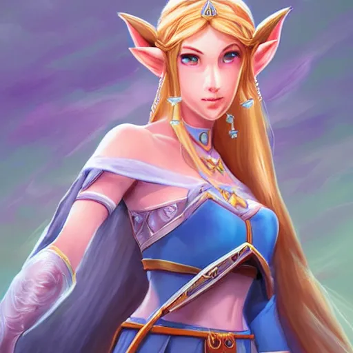 Image similar to princess zelda, artwork by Artgerm