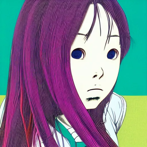 Prompt: a portrait of a girl by inio asano, hiroyuki takahashi color scheme