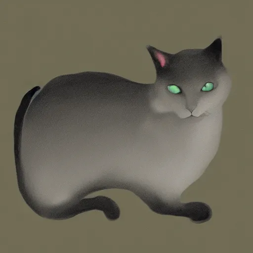 Image similar to black cloudy shadow in a cat shape, blurry, digital painting, misty, dull, ominous, shade