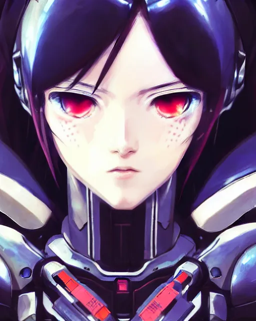 Image similar to portrait Anime Girl in mecha armor in night tokyo Sharp fine face pretty face, realistic shaded Perfect face, fine details. Anime. cyberpunk realistic shaded lighting by katsuhiro otomo ghost-in-the-shell, magali villeneuve, artgerm, rutkowski Jeremy Lipkin and Giuseppe Dangelico Pino and Michael Garmash and Rob Rey