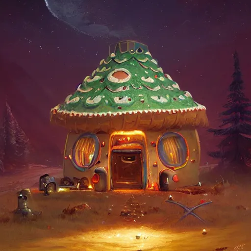 Prompt: futuristic gingerbread house, by Klaus Pillon