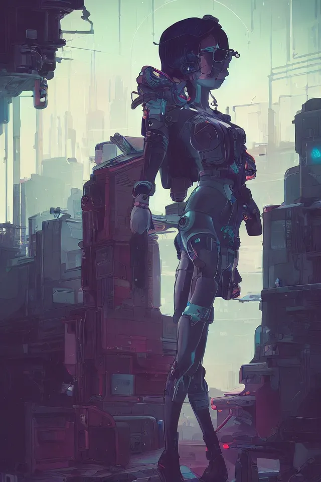 Image similar to very detailed, prophet graphic novel, ilya kuvshinov, rutkowski, simon roy, james jean, illustration of a cyberpunk military woman, colorful, deep shadows, astrophotography