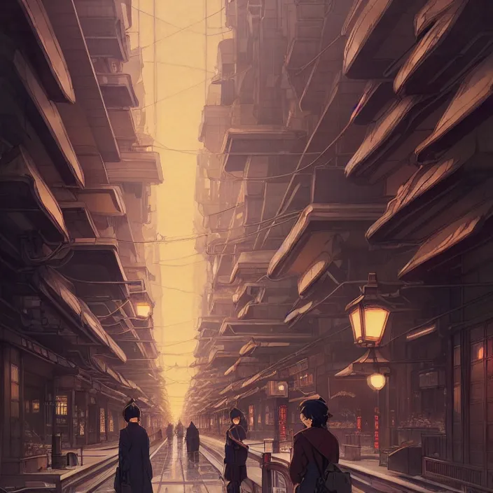 Image similar to empty tokyo at night, winter, in the style of studio ghibli, j. c. leyendecker, greg rutkowski, artem