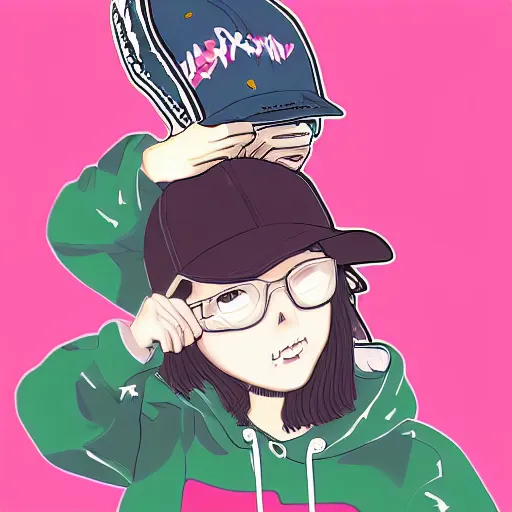 Image similar to hila klein, ugly, old, anime style, digital art, cute, teddy fresh