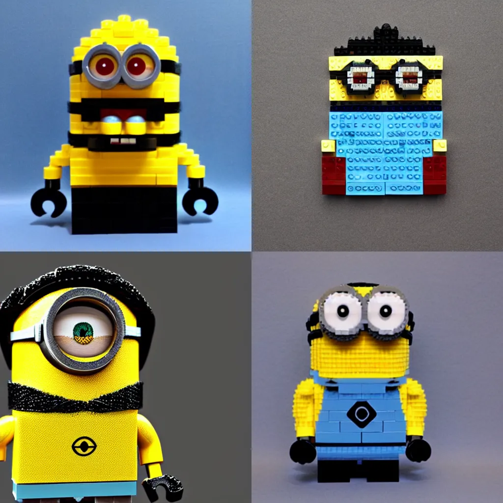 Prompt: minion made with lego