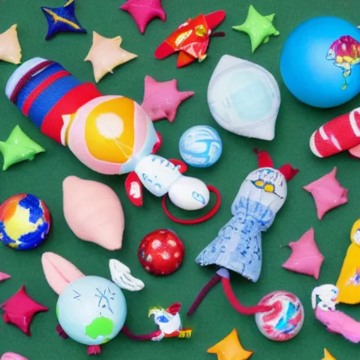 Image similar to Fumo toys flying on Earth orbit