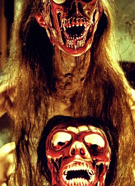 Prompt: horror practical fx of an a dismembered human with crooked teeth in the middle of a room by dario argento and david cronenberg 1 9 7 0 creepshow