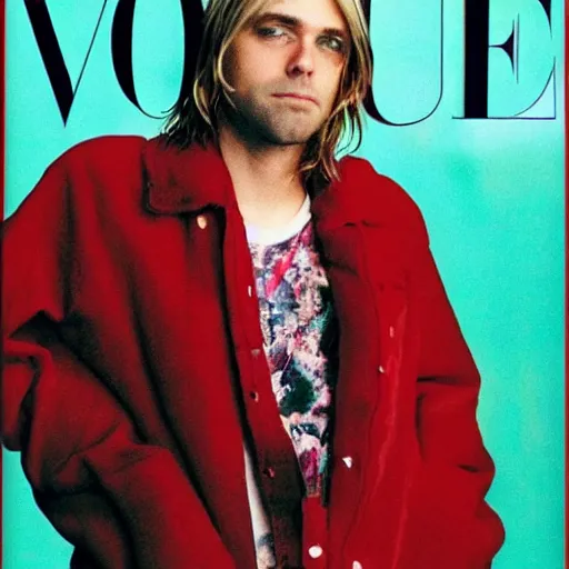 Image similar to kurt cobain on 9 0 s vogue cover