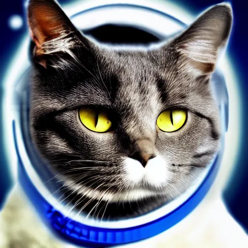 Prompt: A cat in space, hyper realistic, HD, HQ, photo realistic