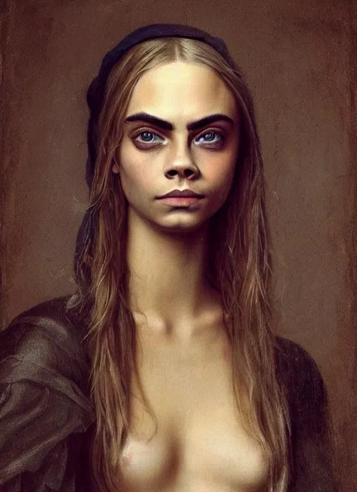 Image similar to cara delevingne painted by hieronymus bosch, detailed digital art, trending on Artstation