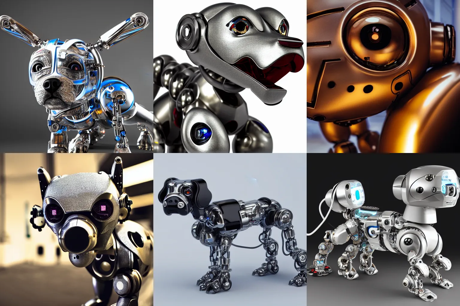 Prompt: a cybernetic robotic dog, wired, tubes, metal parts, metal tail, flashing eyes, photo, close up, award wining, highly detailed, global illumination,