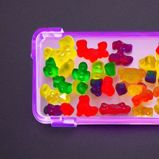 Prompt: gummy bears are alive and play the squid game to the end.