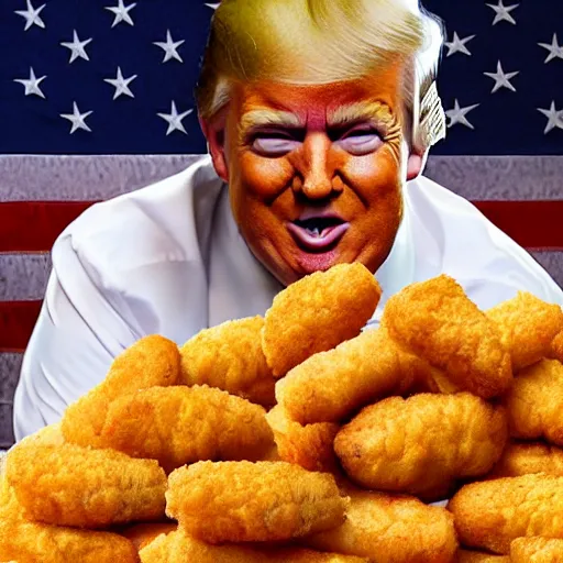 Image similar to donald trump made out of chicken nuggets