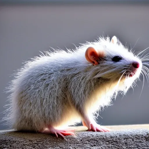 Image similar to fuzzy cute white messy fur rat hdr photography award winning