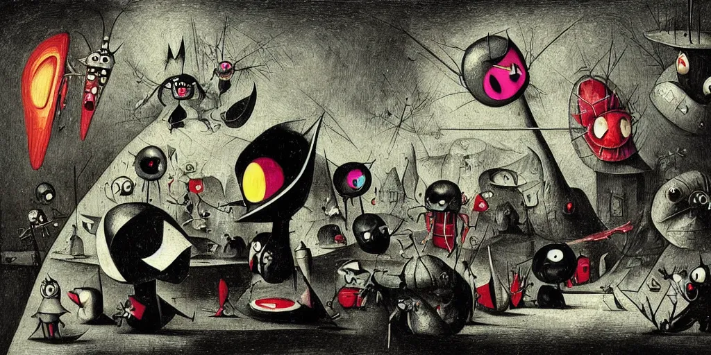 Image similar to “Invader Zim by Hieronymous Bosch, trending on artstation, 8k, highly detailed”