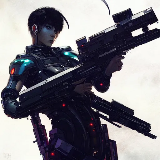 Image similar to Cyberpunk, sci-fi space game art, jeon Jungkook holding a gun. alien planet art by Akihito Yoshitomi AND Yoji Shinkawa AND Greg Rutkowski, Mark Arian trending on artstation