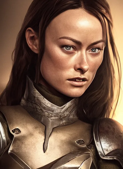 Prompt: a Photorealistic dramatic hyperrealistic render of a young Olivia Wilde, clothed in military armor, olive skin, long dark hair, beautiful bone structure, symmetrical facial features, intricate, elegant, Beautiful dynamic dramatic dark moody lighting, shadows, cinematic atmosphere, Artstation, concept art, Octane render, 8K