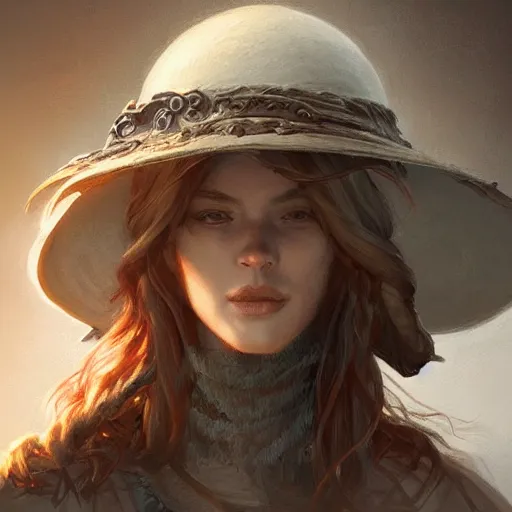 Image similar to portrait of floating hat, D&D, fantasy, intricate, elegant, highly detailed, digital painting, artstation, concept art, smooth, sharp focus, illustration, art by artgerm and greg rutkowski