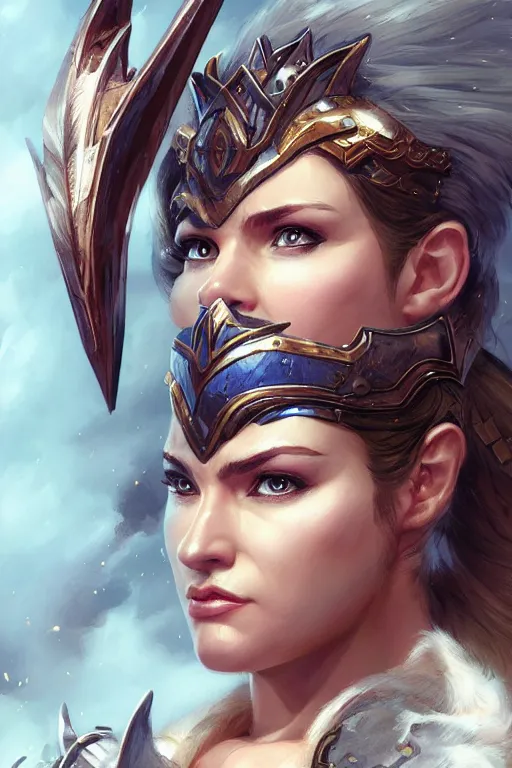 Image similar to amazon valkyrie athena, d & d, fantasy, portrait, highly detailed, headshot, digital painting, trending on artstation, concept art, sharp focus, illustration, art by artgerm and greg rutkowski and magali villeneuve