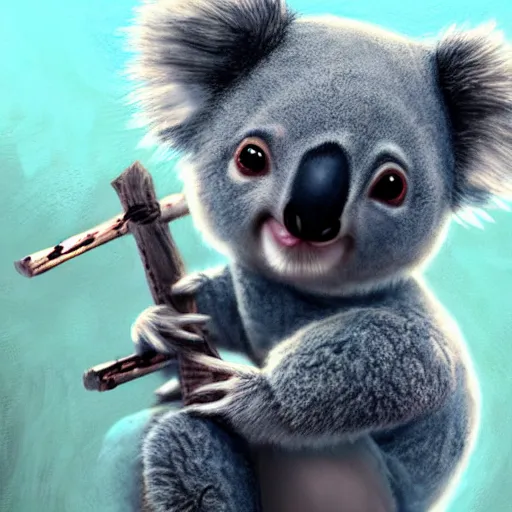 Image similar to a cute koala dressed in a shinobi outfit, digital art by łukasz piskorz and patrick mcenvoy and michael komarck, intricate, highly detailed, artstation, concept art, smooth, sharp focus photo centered