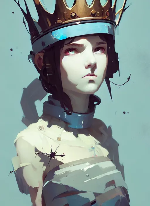 Prompt: portrait of cute maiden girl with crown of thorns and white short hairs, warhammer, cyberpunk, by atey ghailan, by greg rutkowski, by greg tocchini, by james gilleard, by joe gb fenton, by kaethe butcher, dynamic lighting, gradient light blue, brown, blonde cream and white color in scheme, grunge aesthetic