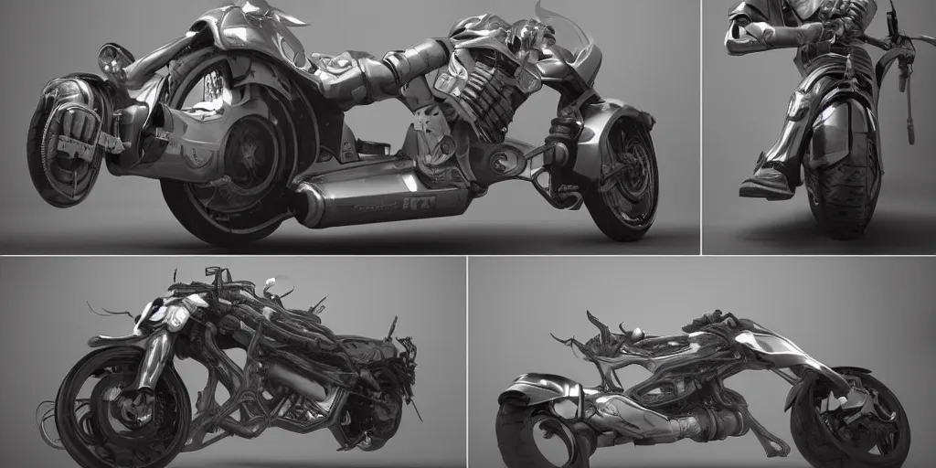 Image similar to a futuristic cyberpunk motorbike, 3D Showcase, Trending on ArtStation