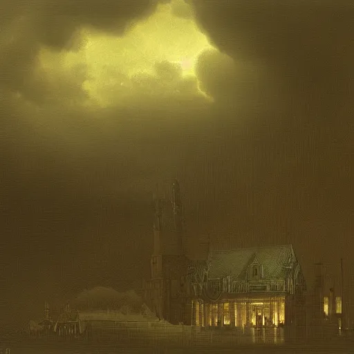 Prompt: dark fantasy matte painting of a screaming pipe organ at night, dark stormy weather by beksinsky and Goya, fine detail
