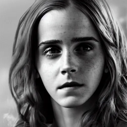 Prompt: photograph. emma watson as hermione granger ( 1 9 5 5 ). extremely detailed. 4 k.