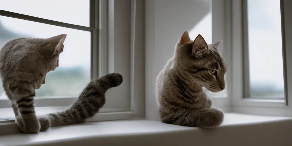Image similar to cat on a windowsill, raytracing
