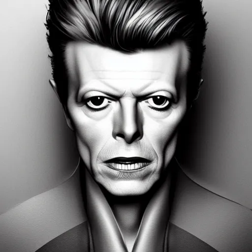 Prompt: a portrait of david bowie as a pixar character, beautiful, elegant, extremely detailed digital art, trending on artstation hyper realistic matte painting, by wlop, artgerm