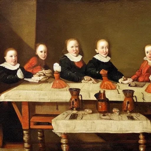 Image similar to Dutch oil painting from the 1600s, 7gün ayran on a table