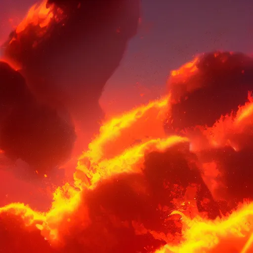 Prompt: running and falling on burning clouds, 4k, post-processing, very very detailed, artstation, cute