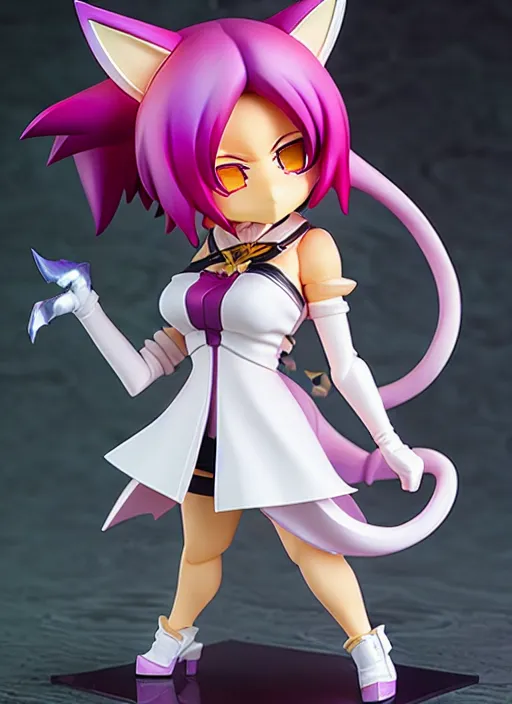 Image similar to chic kda ahri from league of legends nendoroid full body hyperdetalied, hero action pose, osamu tezuka, macoto takahashi, chibi, q posket, 8 k realistic, 3 d, cryengine, exquisite, charming smile, shape focus, symmetrical face, artstation, frostbite 3 engine, cryengine